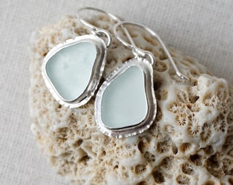 Soft Aqua Blue Sea Glass Earrings - Natural Sea Glass, Genuine Sea Glass - Sea Glass Jewelry