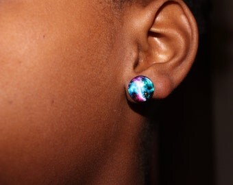 Galaxy Stud Earrings, Titanium Earrings, Hypoallergenic Stud Earrings