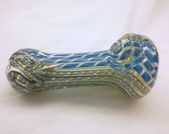 3 3/4 Blue, Black & White Swirl Gass Pipe