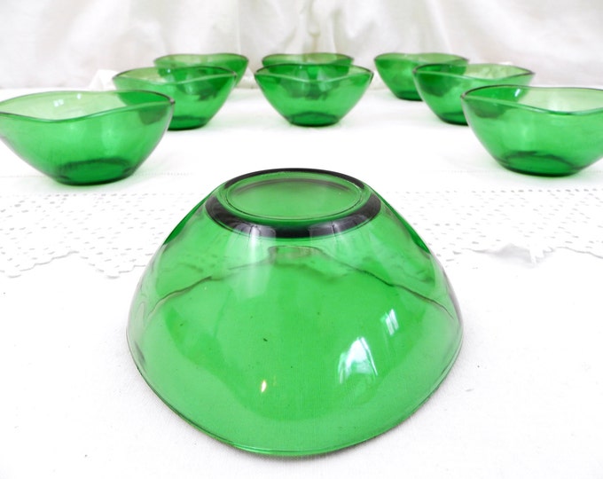 1 Vintage Mid Century French Vereco Green Glass Bowl, Ramekin, Sugar Bowl, Home, Kitchenalia, Retro, Design, Acropal, 1960, Kitchen, Decor
