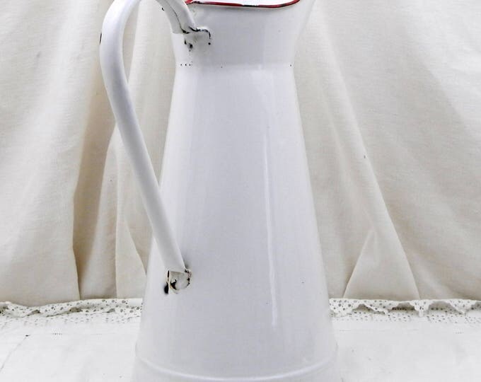 Large Antique French Chippy White Enamelware Water Pitcher, Shabby Chic, French Country Decor, Retro Home Interior, Jug, Vase, Chateau Chic Large Antique French Chippy White Enamelware Water Pitcher, Shabby Chic, French Country Decor, Retro Home Interior, Jug, Vase, Chateau Chic