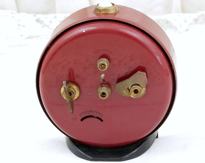 Working Vintage Mid Century French Red / Maroon Mechanical Jaz Alarm Clock, European Wind Up Clock, Retro Vintage Home Interior from France