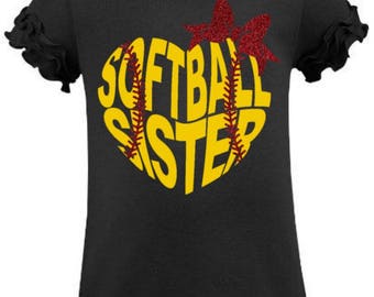 Softball Sister Shirt, Girls Softball Shirt, Softball, Softball Shirt, Softball Bow, Girls Softball, Toddler Softball