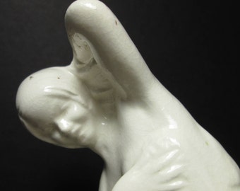 Flower Frog - Nude Figural nude lady bloom arranger flower arranger bloom holder pottery floral display 1940s flower garden bloom fashioner