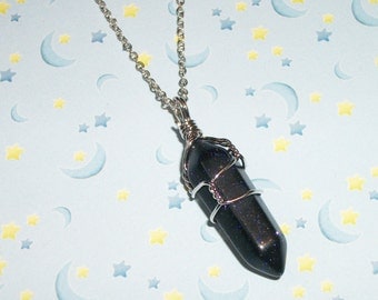 Galaxy Crystal Quartz Necklace, Pastel Goth Crystal Point Chain Necklace