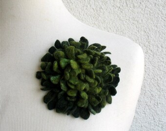 Hand felted Dahlia Felted flower brooch green Felt brooch Merino wool brooch Felt jewelry Ready to ship