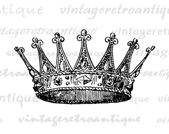 Printable Image Crown Graphic Royal Crown Digital Image Kings Crown Download Artwork Antique Vintage Clip Art Jpg Png Eps HQ 300dpi No.2290