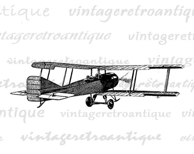 Printable Airplane Digital Image Download Antique Biplane Graphic Plane Image Vintage Clip Art Jpg Png Eps HQ 300dpi No.125