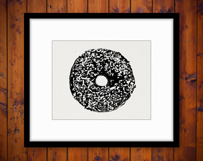 Donut with Sprinkles Printable Image Graphic Illustration Download Digital Vintage Clip Art for Transfers Printing etc HQ 300dpi No.1988