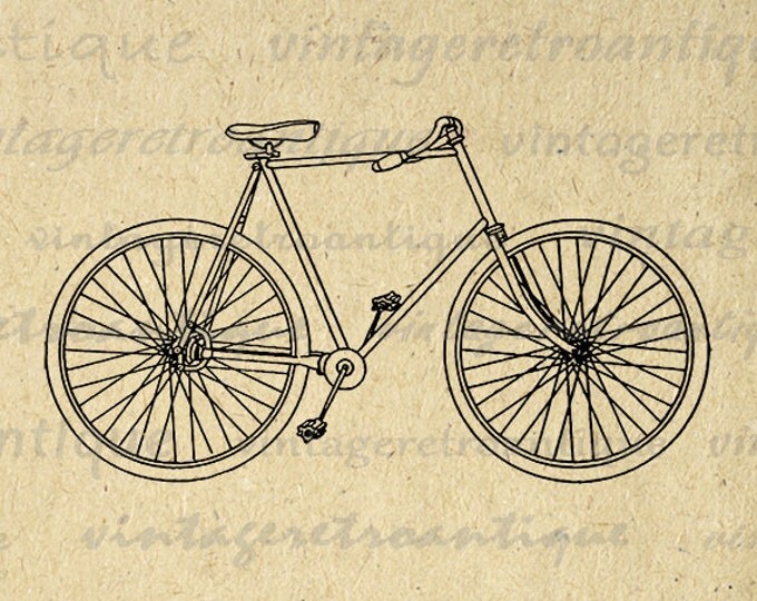 Digital Image Bicycle Graphic Antique Bike Download Illustration Printable Vintage Clip Art Jpg Png Eps HQ 300dpi No.3124