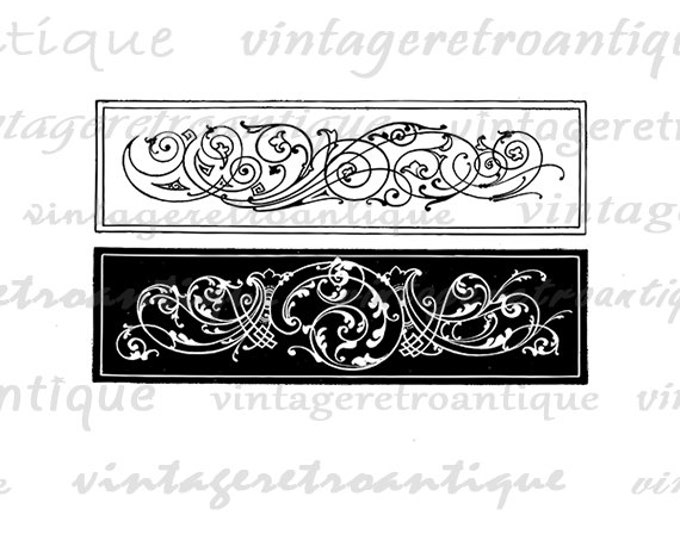 Digital Printable Elegant Banners Image Ornate Formal Header Download Graphic Jpg Png Eps HQ 300dpi No.604