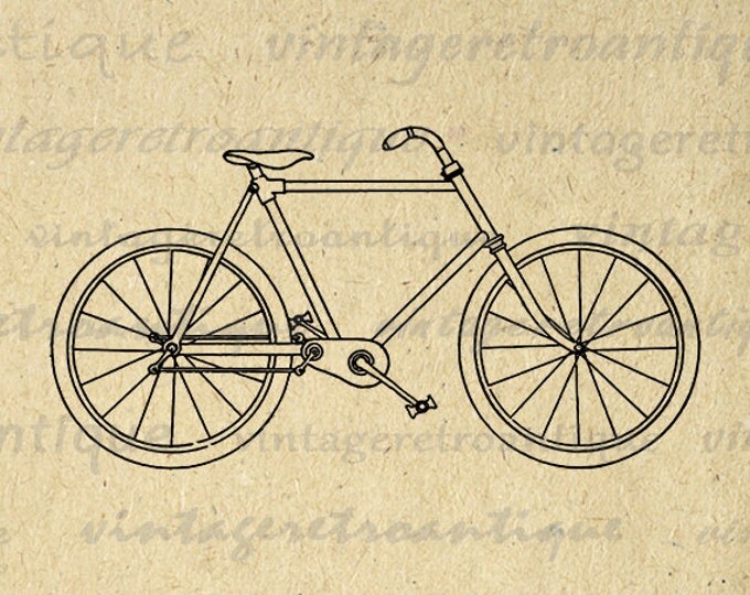 Vintage Bicycle Graphic Digital Download Bike Image Illustration Printable Antique Clip Art Jpg Png Eps HQ 300dpi No.3109