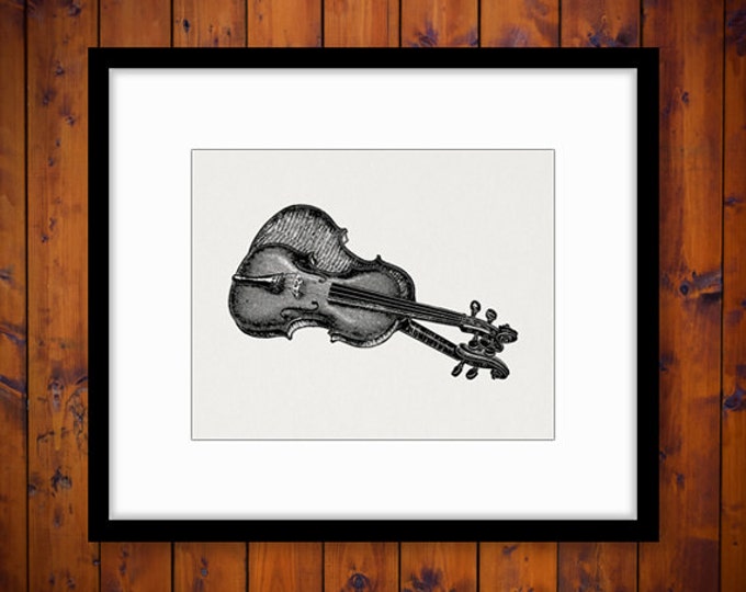 Digital Antique Violin Printable Image Music Illustration Download Graphic Vintage Clip Art for Transfers etc HQ 300dpi No.1121