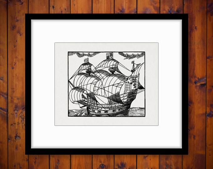 Printable Image Antique Ship Graphic Boat Digital Download Vintage Clip Art Jpg Png Eps HQ 300dpi No.1660