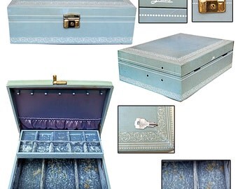 Vintage Jewelry Box W/ Key / Retro Jewelry Box / Pin-up Jewelry Box / Burlesque Jewelry Box