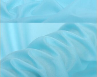 Light Blue Silk Cotton Blend Fabric - Designer Solid Lining Cloth by The Yard or Meter 53" (135 cm) wide