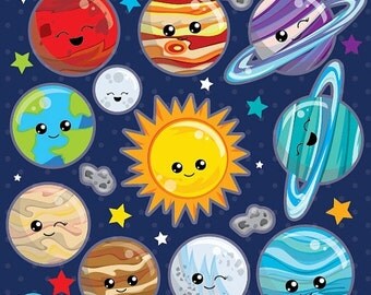 80% OFF SALE Solar system clipart commercial use, planets vector graphics, Space clipart, kawaii planet clip art, digital images - CL1024