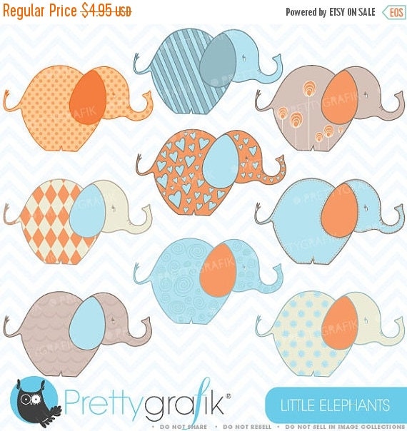 80% OFF SALE elephant clipart commercial use, vector graphics, digital clip art, digital images - CL376 Il_570xn