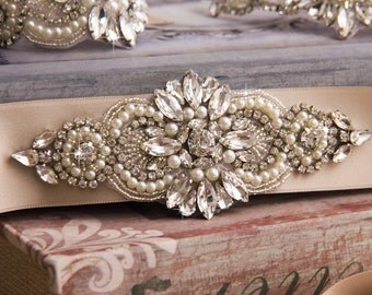 Bridal sash, Silver Wedding Sash Belt, Wedding Sash, Bridal Sash Belt, Champagne Wedding Belt, Crystal bridal sash belt