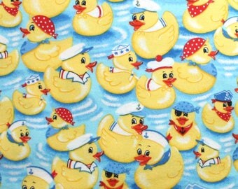 Ducks on Blue Snuggle Flannel Fabric - One Yard - Flannel Fabric by the Yard