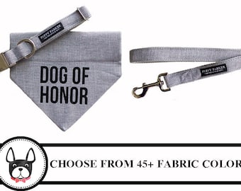 Dog OF Honor Bandana With Matching Collar - Choose Your Color - 45 Colors Available - Wedding Dog