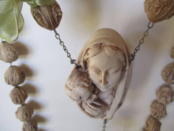 Extra large rosary wall hanging rosary alabaster bead Made In