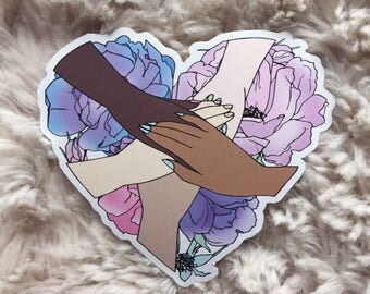 Support each other - Femme power - together vinyl sticker - Lovestruck Prints - feminist