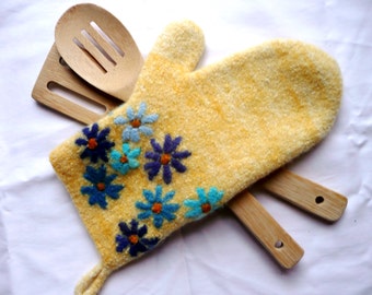 Handmade Felted Oven Mitt