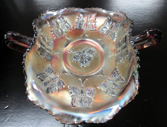 Carnival Glass butterfly pattern dish