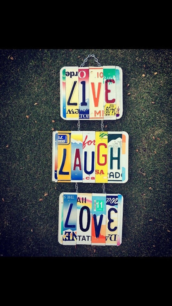 Recycled. Love. License Plate. Room Decor. Sign. Wall
