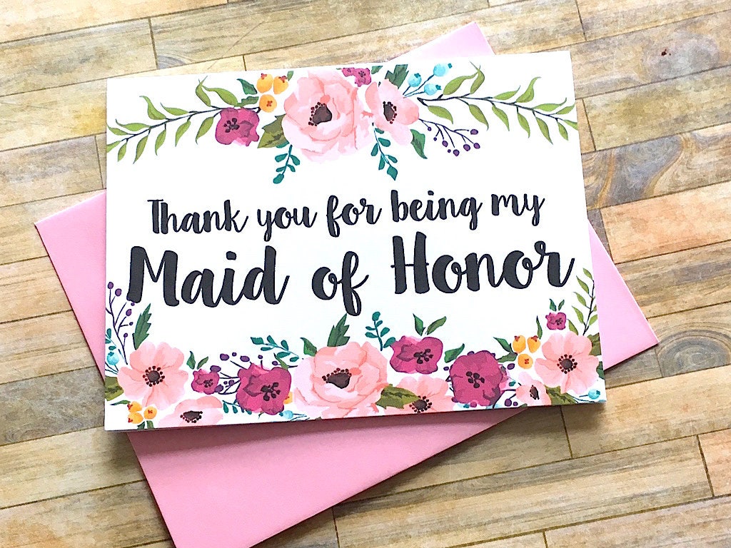 Maid of Honor Thank You Card Thank You For Being My Maid of