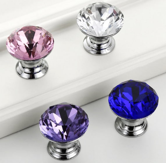Glass Knobs Crystal Knob Dresser Knobs Blue Purple Pink Brown