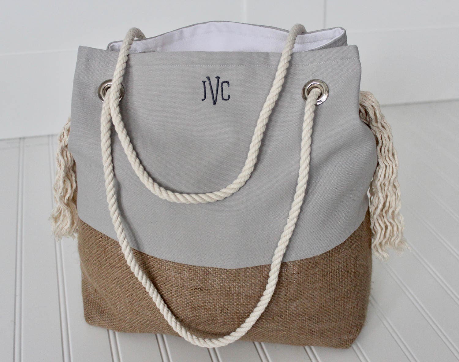 Jute Burlap Bag Jute Beach Bag Personalized Beach Bag