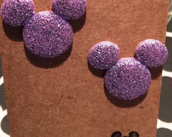 Simply the cutest glittered Mickey Mouse earrings on nickel free posts.