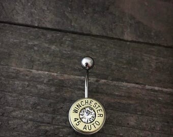 Simple belly button ring, bullet jewelry, bullet belly ring