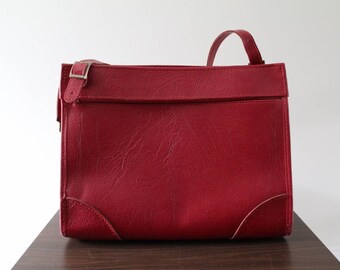 Hartmann Luggage Red Leather Overnight Bag / Shoulder Bag