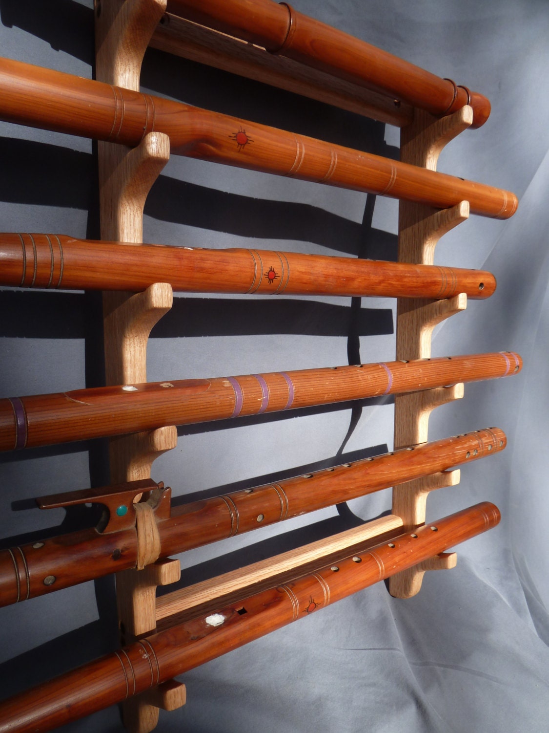 Solid oak Wall mount Flute rack flute stand by Nativewoodworks
