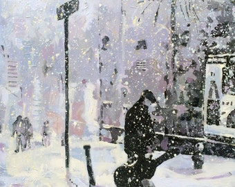 SOLD Painting: Greenwich Village Snowfall