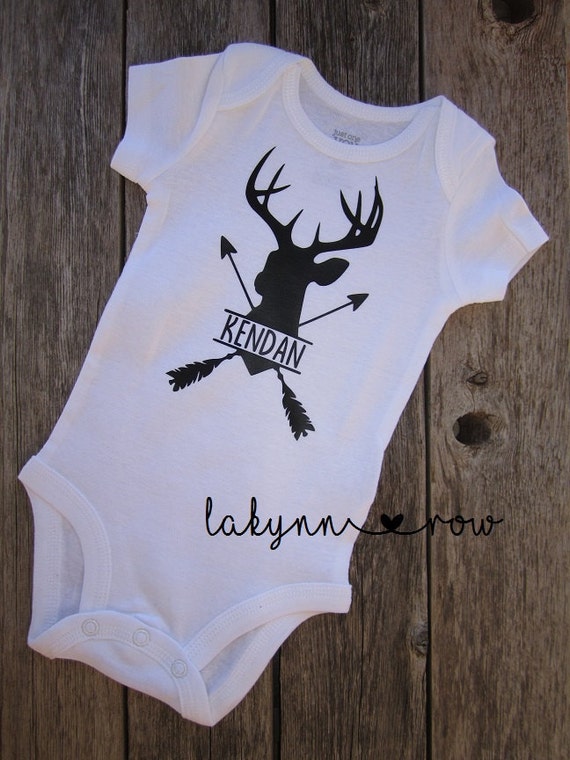 Deer Antlers Baby Boy Onesie Bodysuit With Arrows baby shower