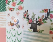 Tableau d'affichage babillard aimanté recouvert tissu rustique chic rose vert cerfs fleurs mint organisation bureau mémo chambre décor