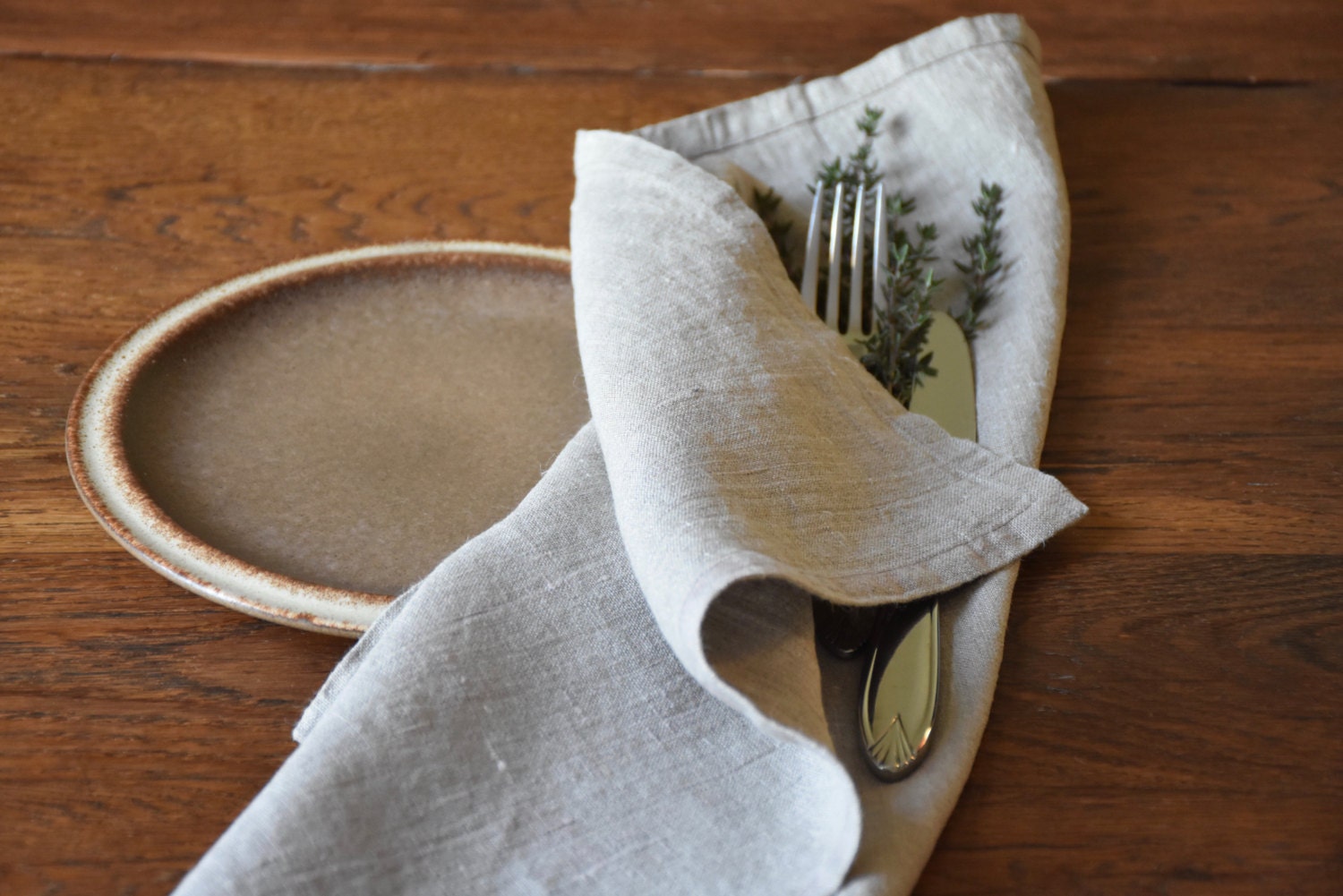 Natural softened linen napkins set of 6 size by