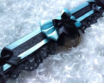 Blue and Black Kitten Play Collar // Choker // Tug Proof // Cosplay