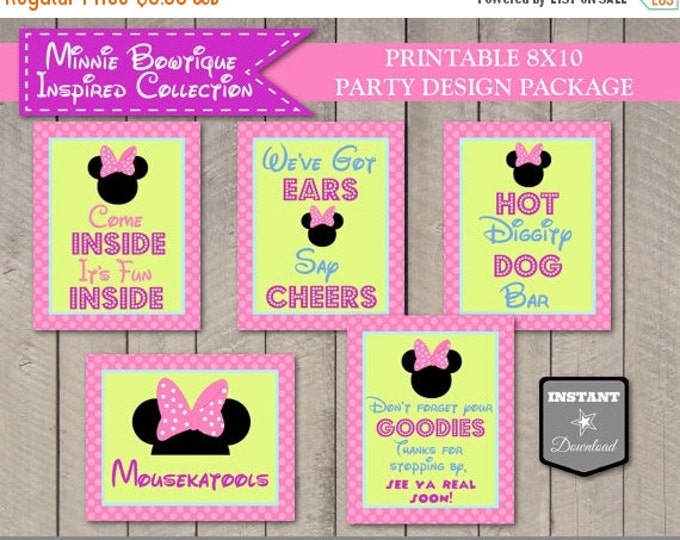 SALE INSTANT DOWNLOAD Mouse Bowtique Printable 8x10 Party Sign Package / Diy / Birthday / Baby Shower / Bowtique Collection / Item #2201