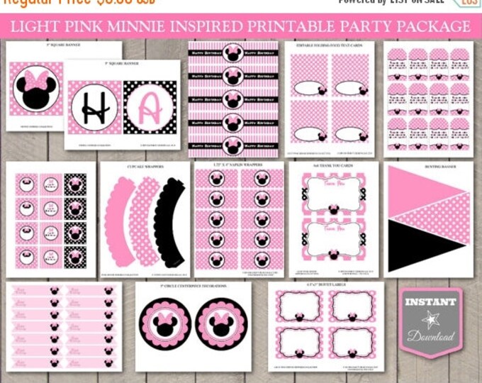 SALE INSTANT DOWNLOAD Light Pink Mouse Editable Printable Birthday Party Package / Light Pink Mouse Collection / Item #1800