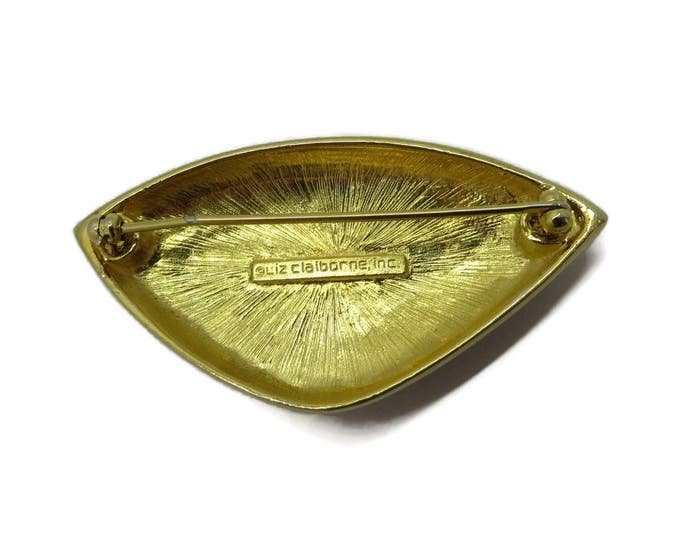 Vintage Liz Claiborne Wedge Brooch - Mirror Shine Gold Tone Wedge Pin, Gift For Her