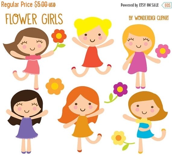 Clipart SALE Girls Clipart Kids Clip art Flower by wonderdigi
