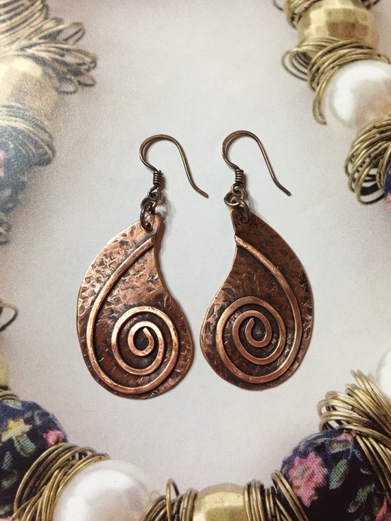 Handcrafted Copper Earrings, Copper Jewelry, Metal Earrings, Textured Earrings, Gift for her, Unique Jewelry, Women's Jewelry