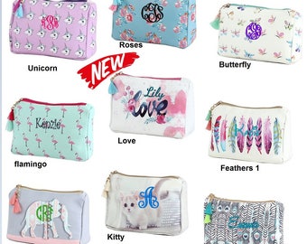 Personalized stylish Cosmetic bag- Great for everyday use, traveling or giving as a gift. Cutest of styles to fit any age!