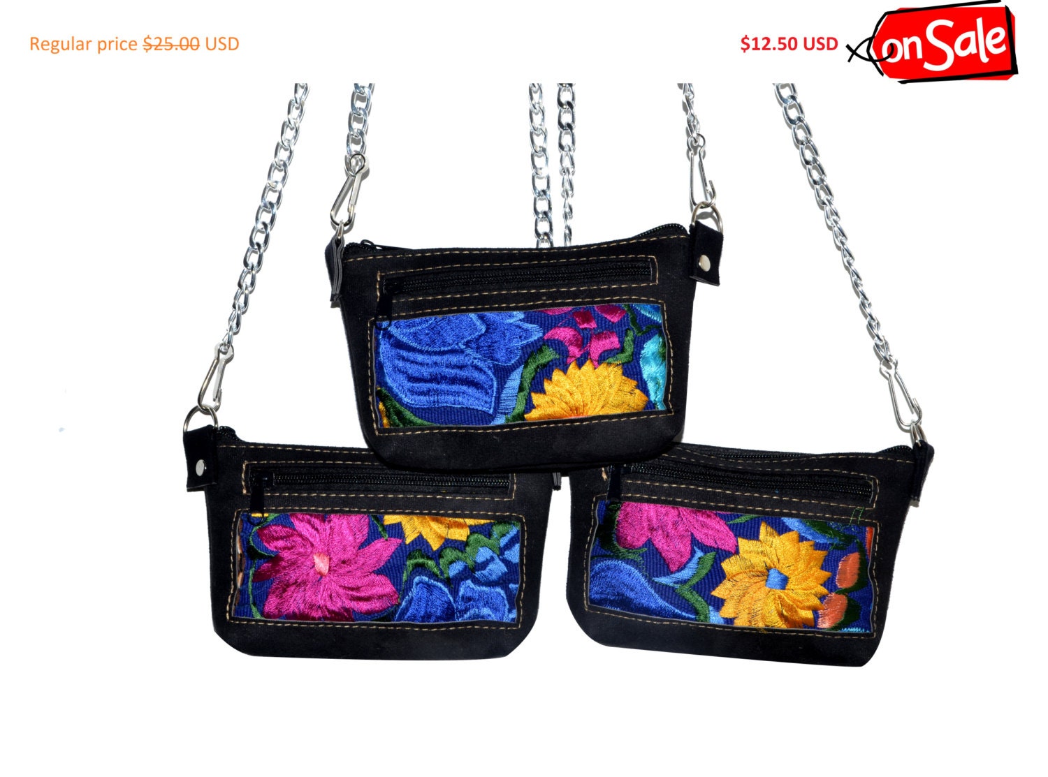 iPhone purse Embroidered crossbody Floral bag Faux Leather