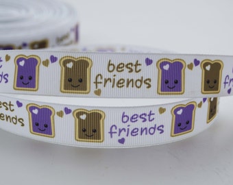 Best Friends Peanut Butter and Jelly Grosgrain Ribbon 7/8" Wide